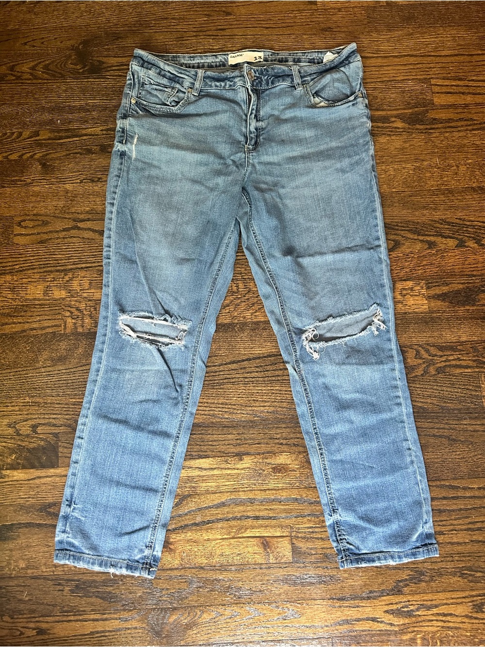 Garage loose Distressed cropped denim . SIze 13